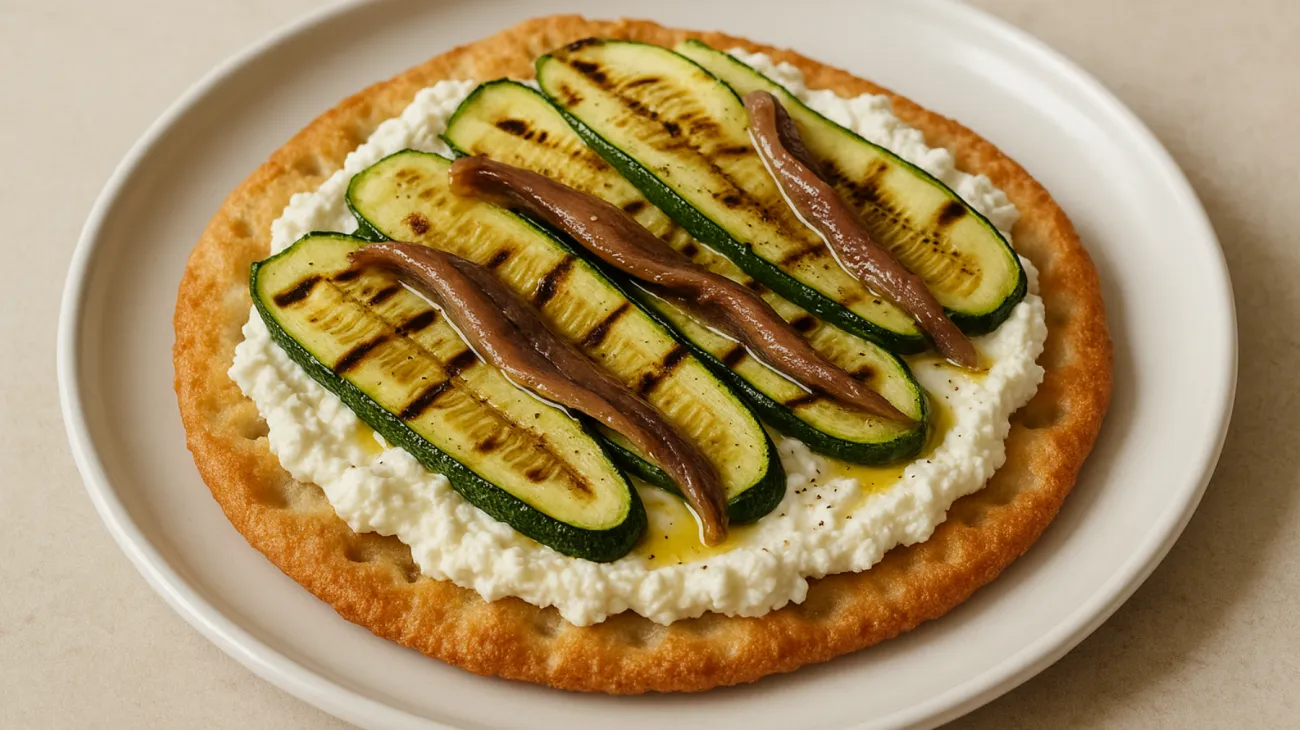 Pane carasau ricotta fresca zucchine grigliate"