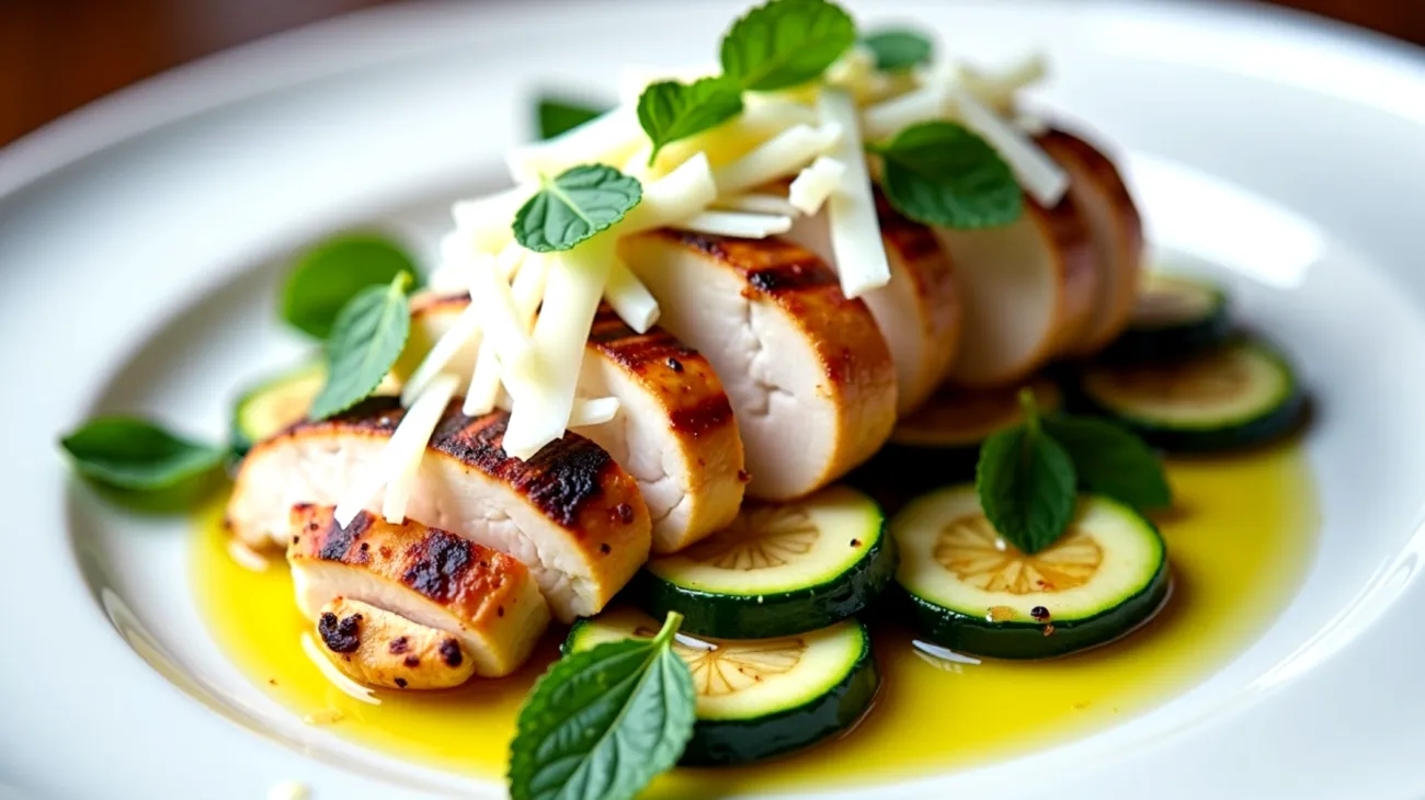 Tagliata di pollo zucchine menta"