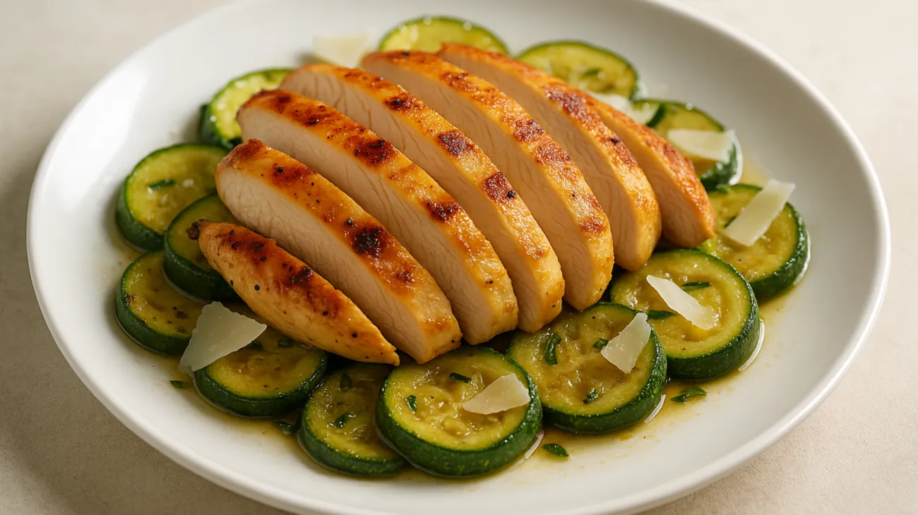 Tagliata di pollo zucchine scaglie di pecorino"