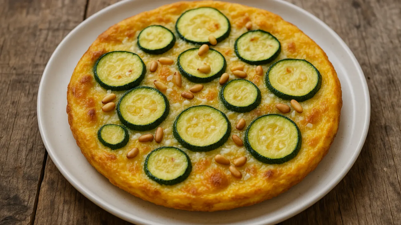 frittata soffice pecorino romano zucchine pinoli tostati"