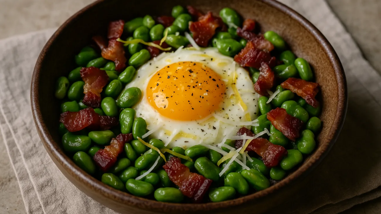 pancetta croccante fave fresche limone grattugiato"
