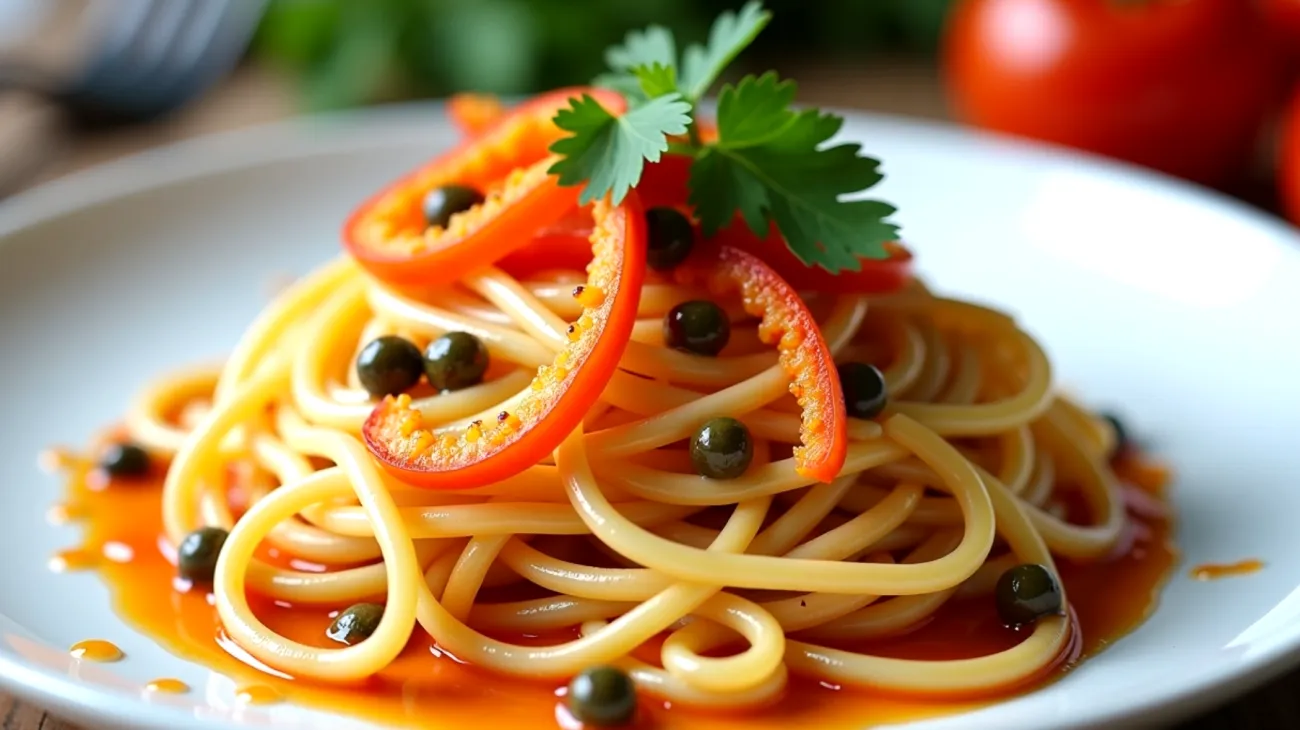 spaghettini acciughe peperoni croccanti"