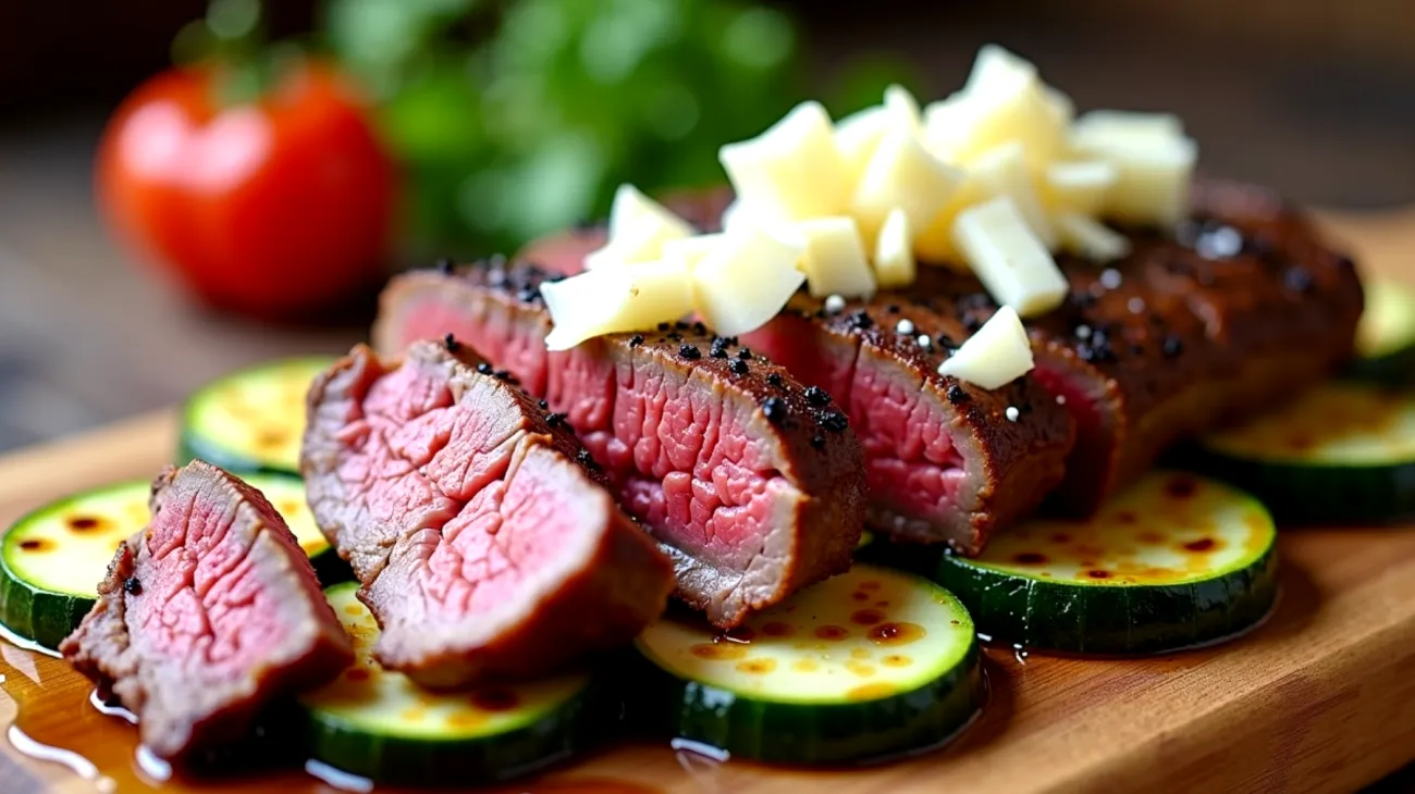 tagliata di manzo zucchine pecorino toscano"